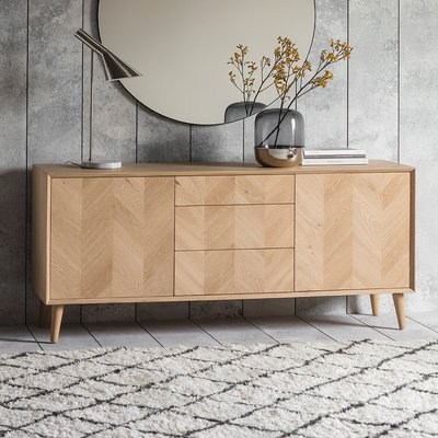 Dhule Herringbone Oak Large Sideboard SO'HOME