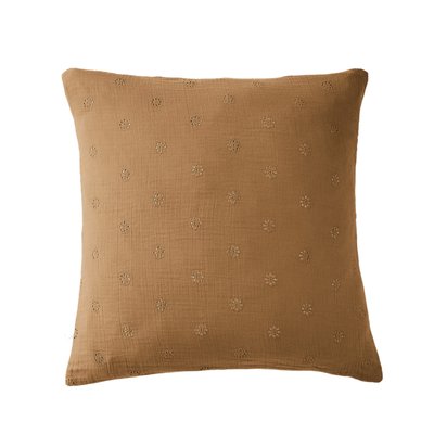 Taie d'oreiller brodée double gaze de coton TERRE DE NUIT