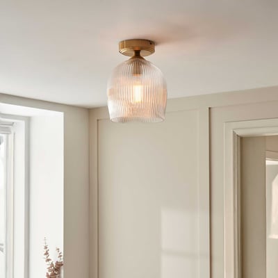 Ashbee Ribbed Glass Semi-Flush Ceiling Light ÉDITÉ