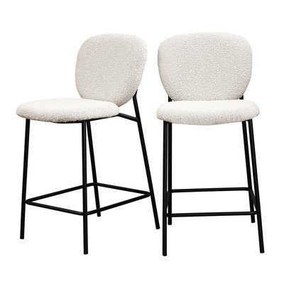 Lot de 2 tabourets de bar en tissu bouclette et métal H65cm - Dalby DRAWER