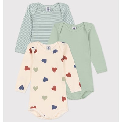 Lot 3 Bodies Manches Longues Petit Bateau | Imprimé Fleuri Coton Bébé Fille