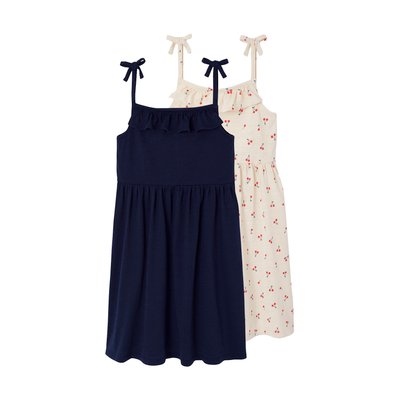 Lot de 2 robes à bretelles 1 imprimée + 1 unie VERTBAUDET
