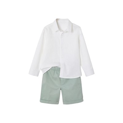 Ensemble céremonie chemise col Mao et bermuda VERTBAUDET