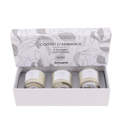 Coffret cadeau 3 bougies votives parfumées ORNAMI