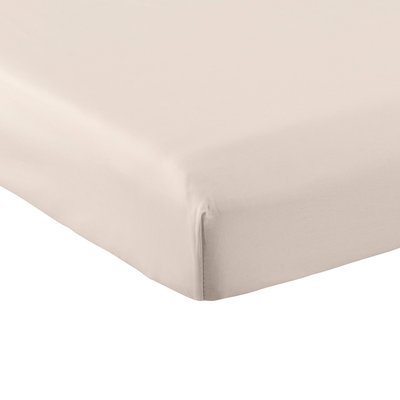 Drap housse satin de coton lavé bio QUARTZ CARRE BLANC