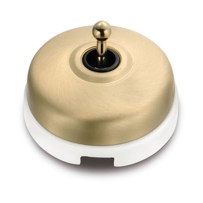 Interrupteur Va-et-vient Dimbler Blanc Et Doré Satiné Ø64,5 Mm FONTINI