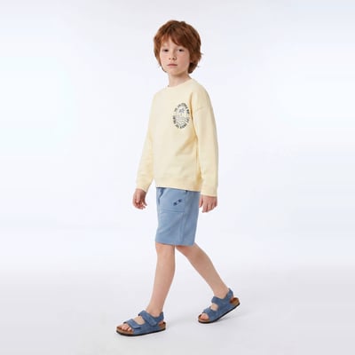 Short élastiqué molleton uni en coton BIO GOTS MONOPRIX