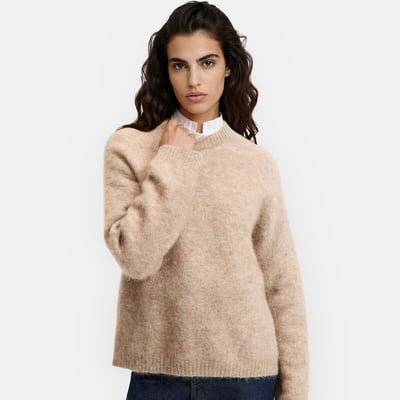 Pull col rond en alpaga brossé mélangé, Signature AZELIE LA REDOUTE COLLECTIONS