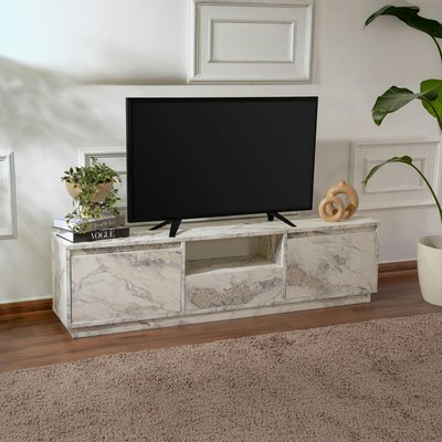 Meuble TV avec rangement - effet marbre MARFA PIER IMPORT