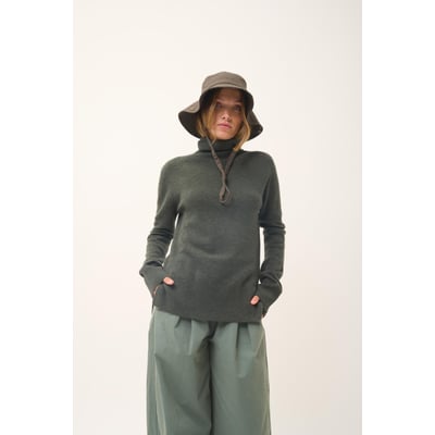 Pull Col Roulé Kaki Chiné Lexie JUST CASHMERE