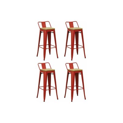 Tabouret de bar en métal laqué et bois d'orme huilé (Lot de 4) AUBRY GASPARD