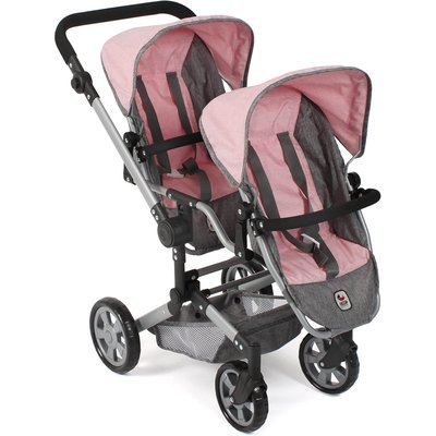 Poussette de poupée Linus Duo Mélange gris-rose BAYER CHIC 2000