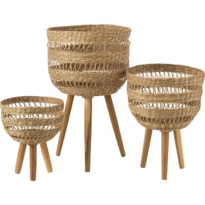 Panier sur trépied en rotin naturel pour rangement élégant RECOLLECTION