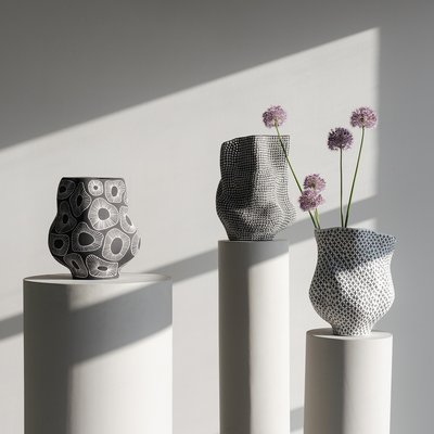 Vase anémone 35cm noir et blanc KARE DESIGN