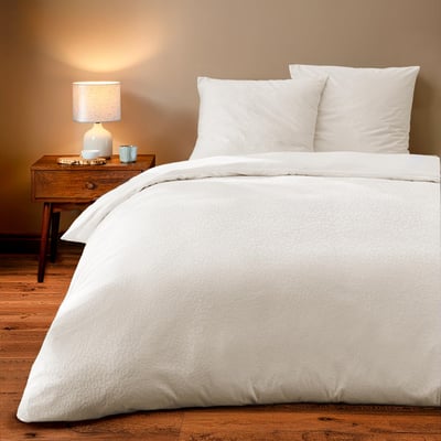 Parure de lit 3 pièces en velours gaufré fauve housse + taies DOUCEUR D'INTÉRIEUR