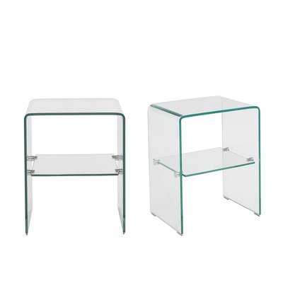 Lot de 2 tables de chevet en verre trempé GINZA SORELH