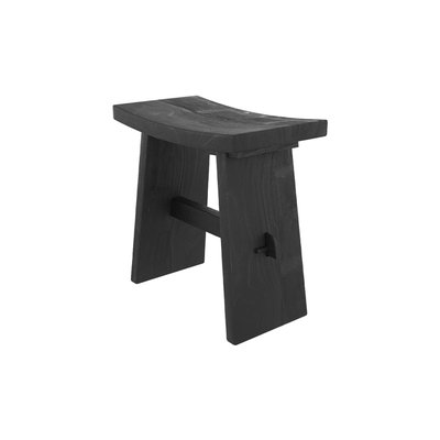 Tabouret en bois de teck recyclé peint en noir (à l'unité) - EKA RENDEZ-VOUS DÉCO