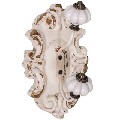 Patère double en bois et métal blanc 8x9.5x16cm WADIGA