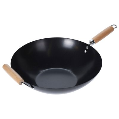 Wok Anti-adhésif avec Manches en Bois - Diam. 34.5cm WADIGA