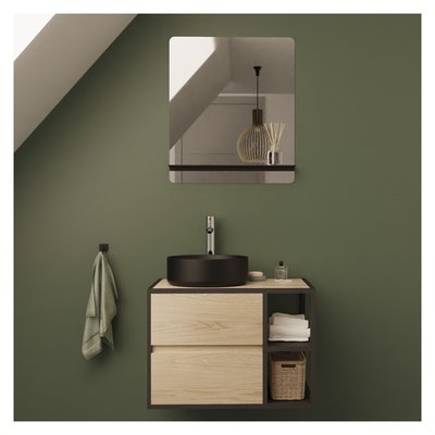 Ensemble meuble simple vasque 70 cm + vasque + miroir EDISSON MOB IN