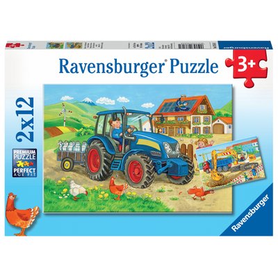 Puzzle 2x12 p - Chantier et ferme RAVENSBURGER