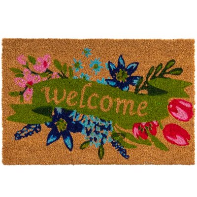 Paillasson coco welcome fleurs 60x40x1.5cm WADIGA