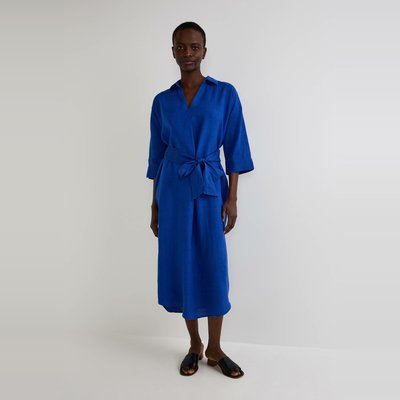 Robe midi unie en lin MONOPRIX