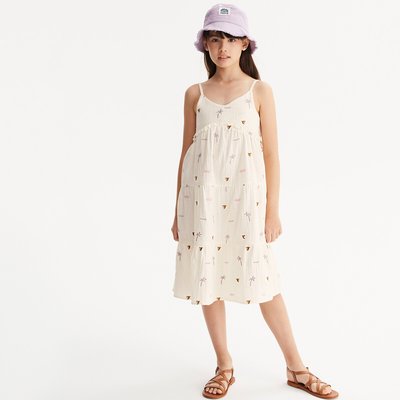 Abito sottile senza spalline con volant in cotone LA REDOUTE COLLECTIONS