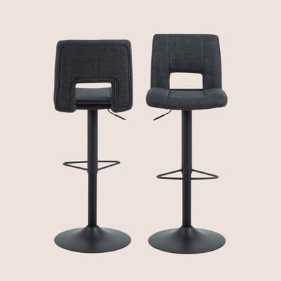Tabourets de bar tissu et piétement noir (lot de 2) - SYLVETTE HELLIN, DEPUIS 1862