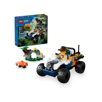 Le tout-terrain de l'explorateur de la jungle et le panda roux LEGO