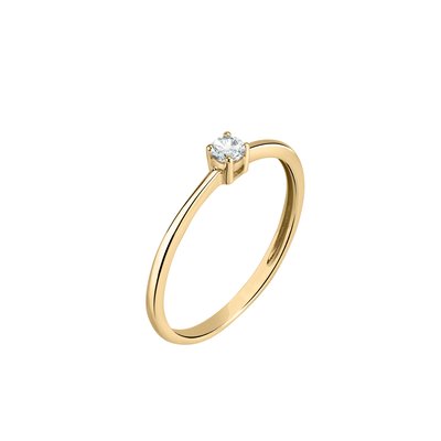 Bague en or jaune 375, zircon B-CLASSIC BLUESPIRIT