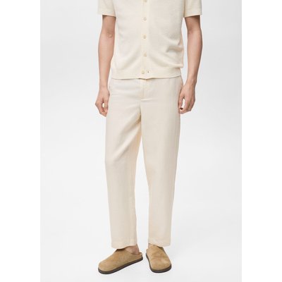 Pantalon lin taille élastique MANGO MAN