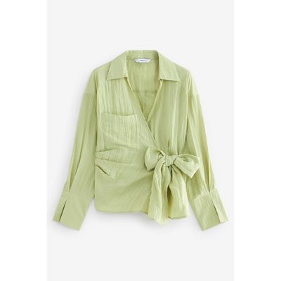 Chemise cache-cœur froissée à manches courtes NEXT