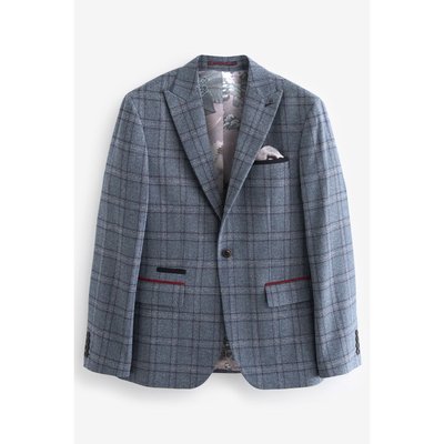 Veste de costume slim à carreaux et liseré NEXT
