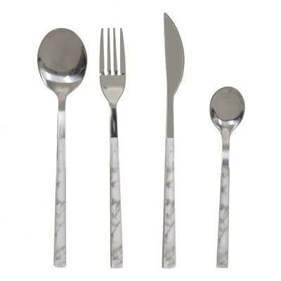 Ménagère 16 pièces en inox effet marbre CMP