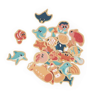 Magnets En Bois Monde Marin 24 Pcs JANOD