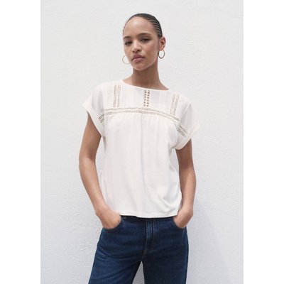 T-shirt coton détails ajourés MANGO