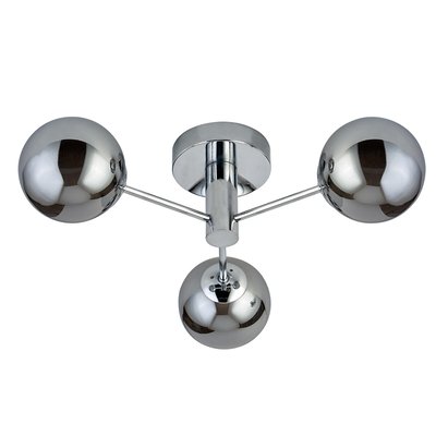 Chrome Semi Flush 3 Arm Smoked Glass Ceiling Light SO'HOME