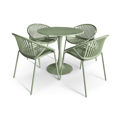Salon de jardin table et 4 fauteuils en polypropylène et métal, CALYPSO NOW'S HOME