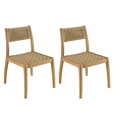 Chaise de jardin en teck tressage beige (lot de 2) SUMMER PIER IMPORT