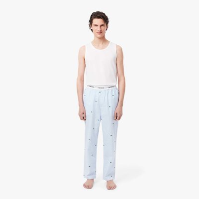 Pantalon de pyjama coton rayé imprimé LACOSTE
