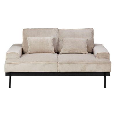 Canapé 2 places tissu gris design et pieds métal noir mat Yoko ZAGO