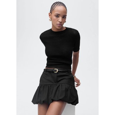 Pull maille ajourée manches courtes MANGO