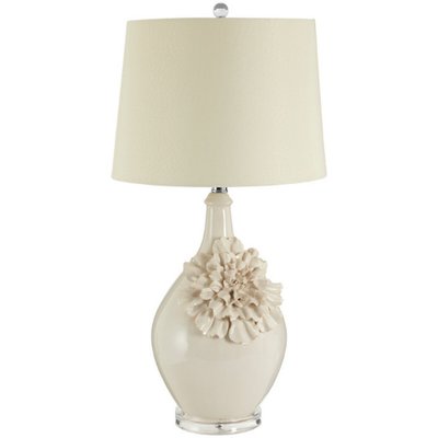 Off White Flower Blossom Ceramic Table Lamp SO'HOME