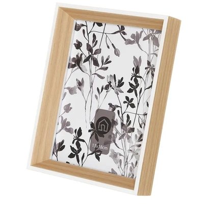 Cadre photo en plastique couleur bois et blanc 13x18cm WADIGA