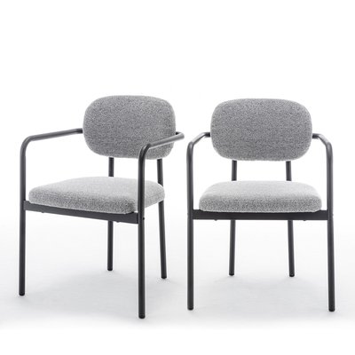 Lot de 2 fauteuils de table en tissu bouclette et métal- STUART DRAWER