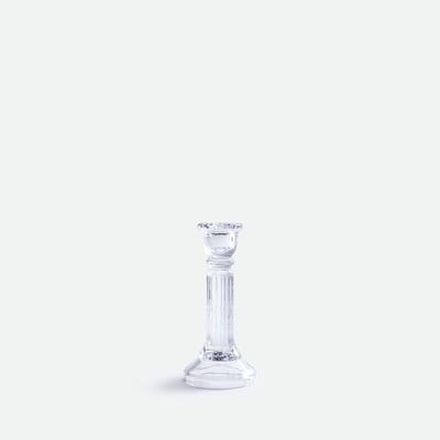 Bougeoir sur pied, verre transparent, hauteur 15,6 cm, STRIA LA REDOUTE INTERIEURS