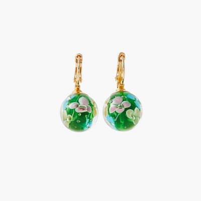 Boucles d'oreilles perles de verre vertes BALABOOSTE