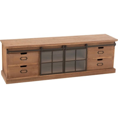 Meuble TV en bois avec portes vitrées style industriel RECOLLECTION