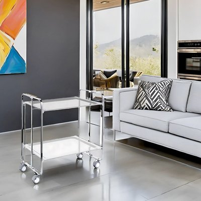 Table roulante pliante BAUHAUS, 2plateaux,  châssis chromé DON HIERRO